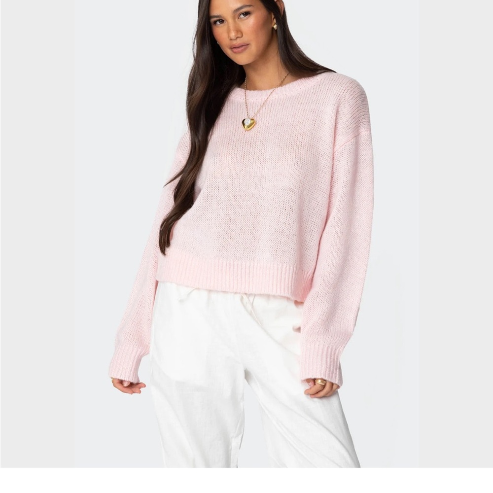 Edikted Light Pink Crew Neck Sweater